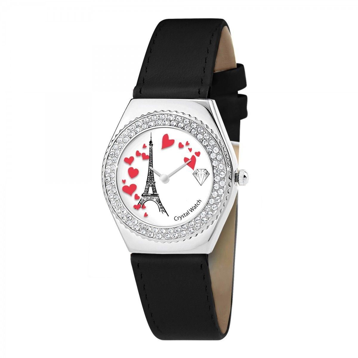 SC CRYSTAL Montre Alysson Tour Eiffel à mouvement tournant SC Crystal ornée de Cristaux scintillants
