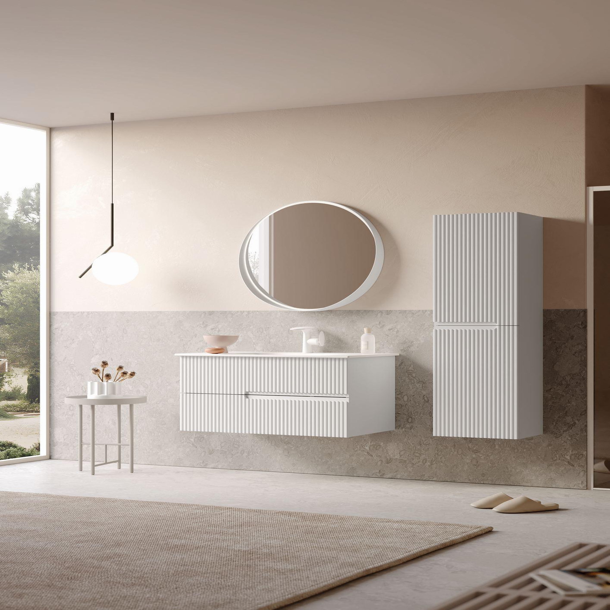 Voir la diapositive 4 : Habitat et Jardin Miroir Décoratif en Bois  Moonlight 90 v2  - 90 x 7 x 90 cm - Matte White