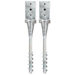 VIDAXL Piquets au sol 2 pcs Argente 8x8x57 cm Acier galvanise
