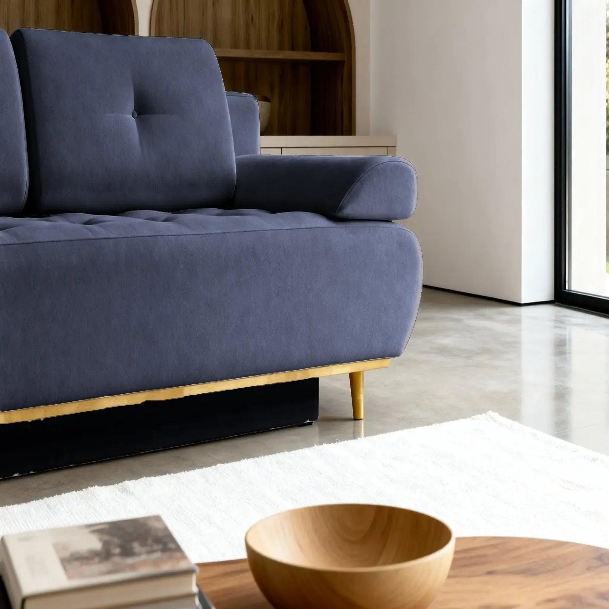 Voir la diapositive 4 : CASANOVA PARIS Amaro - canapé droit convertible tissu velours 2 places