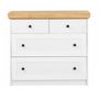 Voir la diapositive 4 : HomeStyle4U Commode Chêne Blanc en Bois Massif avec 4 Tiroirs Sideboard 92,3 x 82 x 41,8 cm