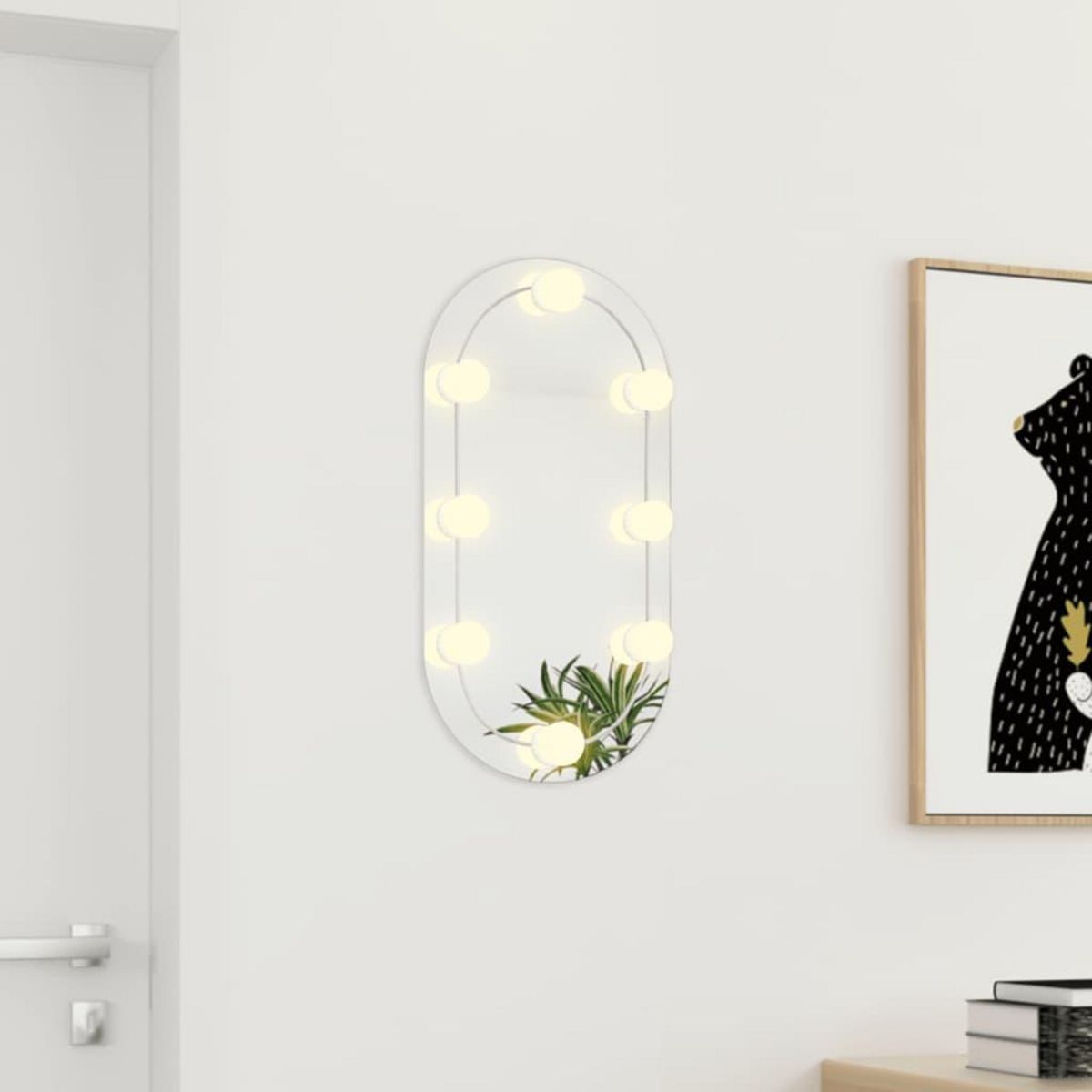 VIDAXL Miroir avec eclairage LED 60x30 cm Verre Ovale