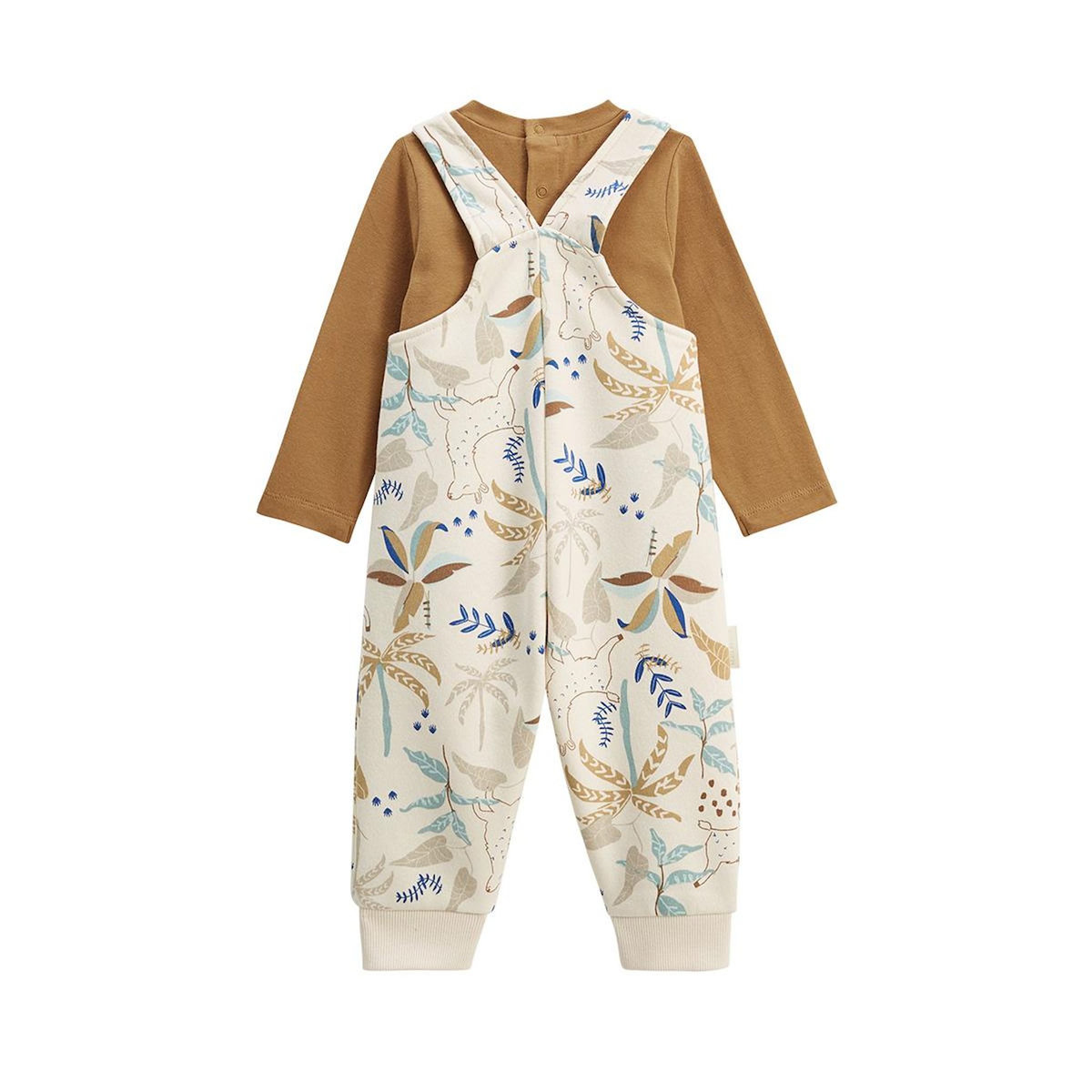 Petit Béguin Ensemble salopette bébé en molleton et t-shirt Lamascotte