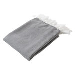 Paris Prix Plaid Uni à Franges  Dobby  130x150cm Gris Clair