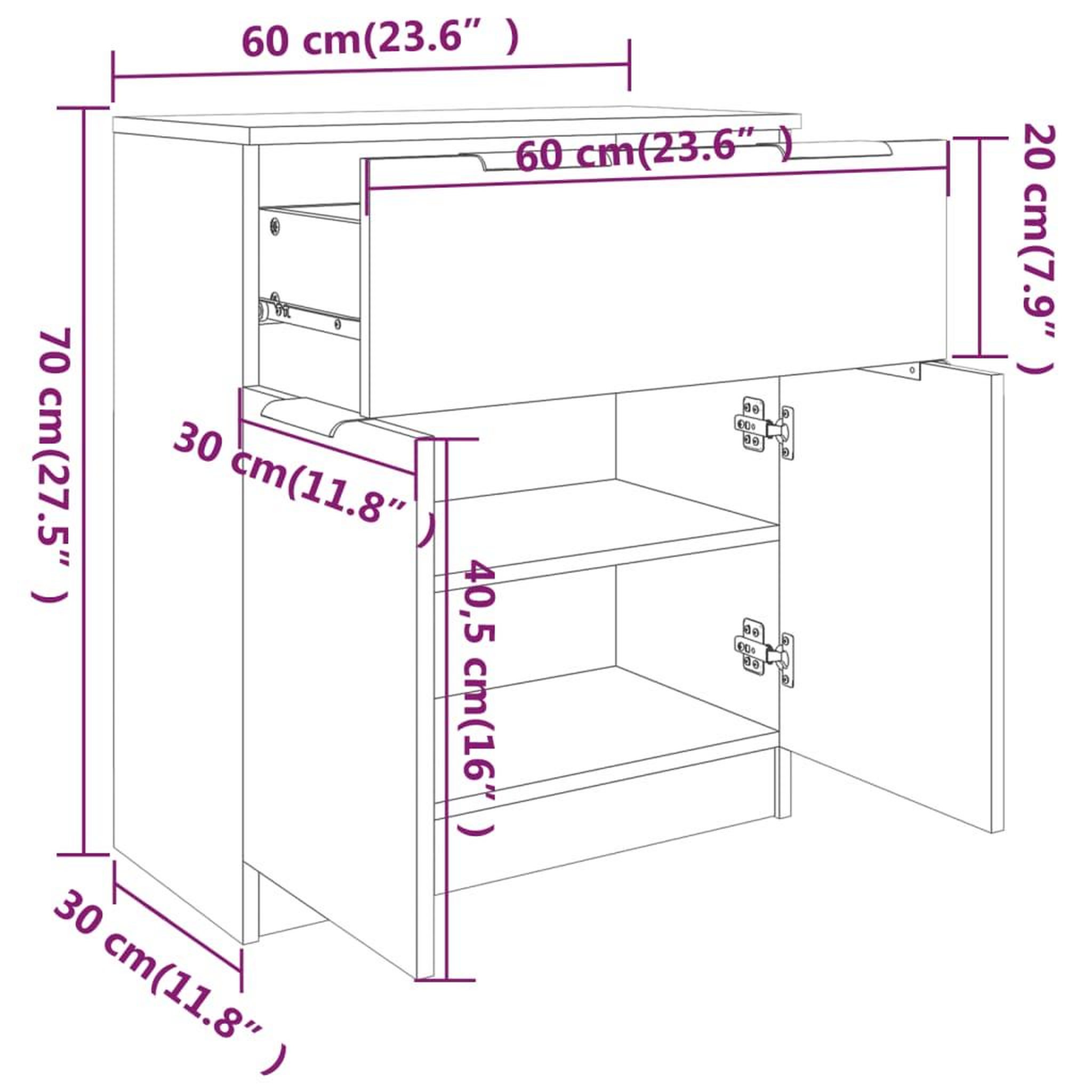 Voir la diapositive 6 : VIDAXL Buffet Blanc 60x30x70 cm Bois d'ingenierie