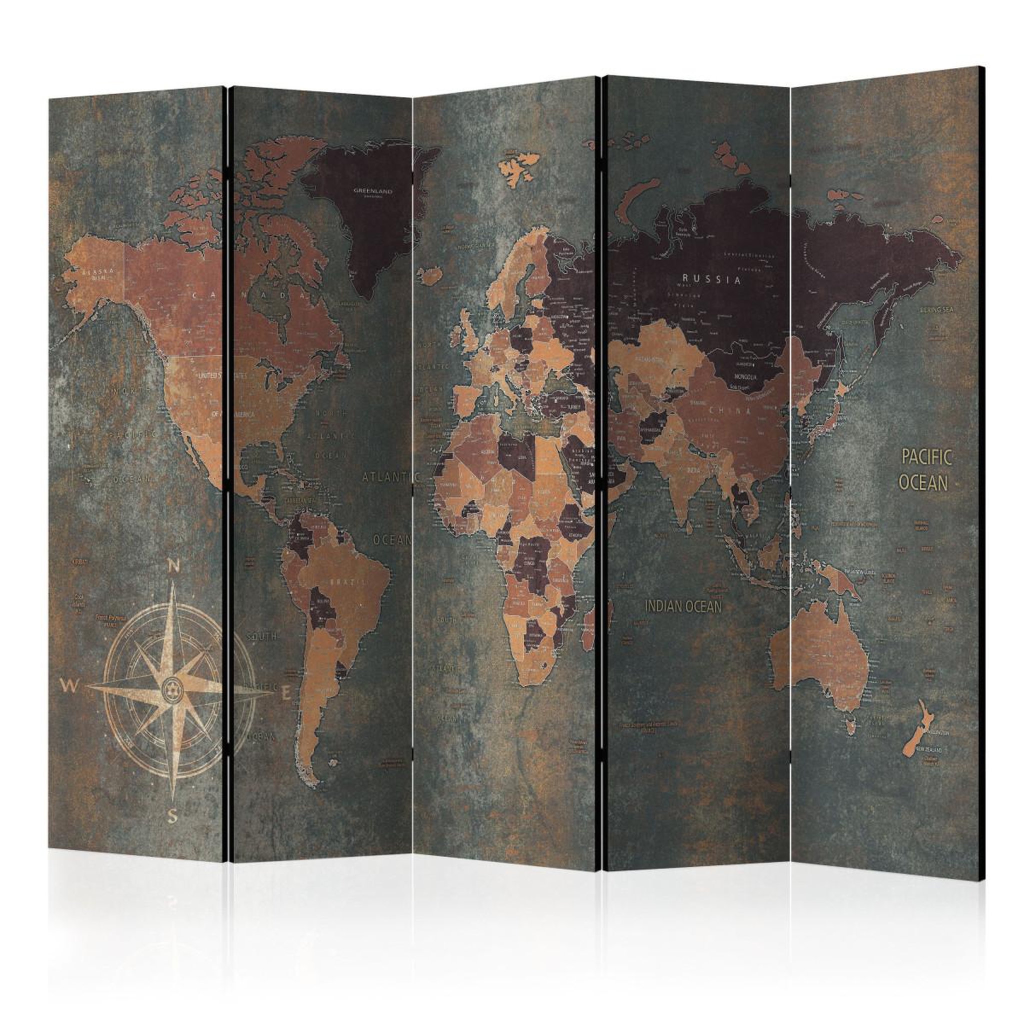 Paris Prix Paravent 5 volets   map in browns & greys  172x225cm