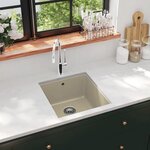VIDAXL Evier de cuisine Granit Seul lavabo Beige