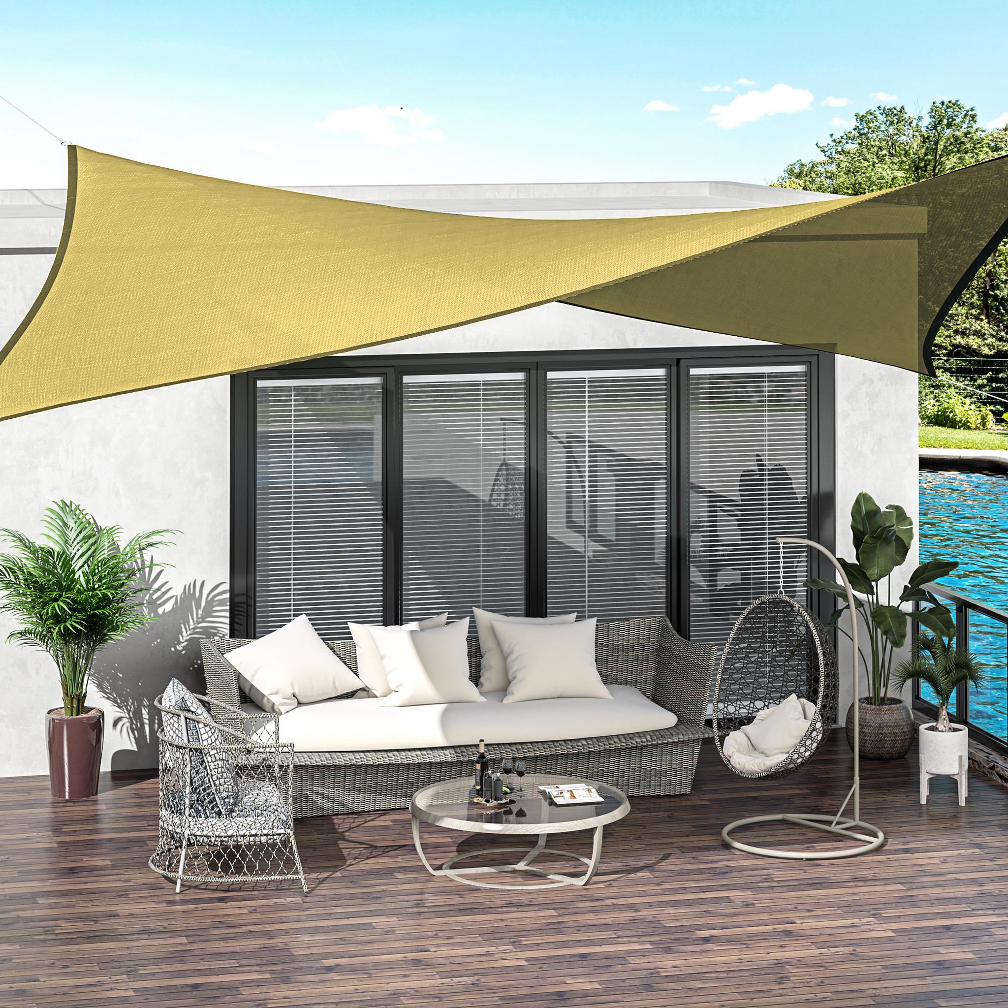 Voir la diapositive 2 : OUTSUNNY Voile d'ombrage rectangulaire 6L x 4l m HDPE beige