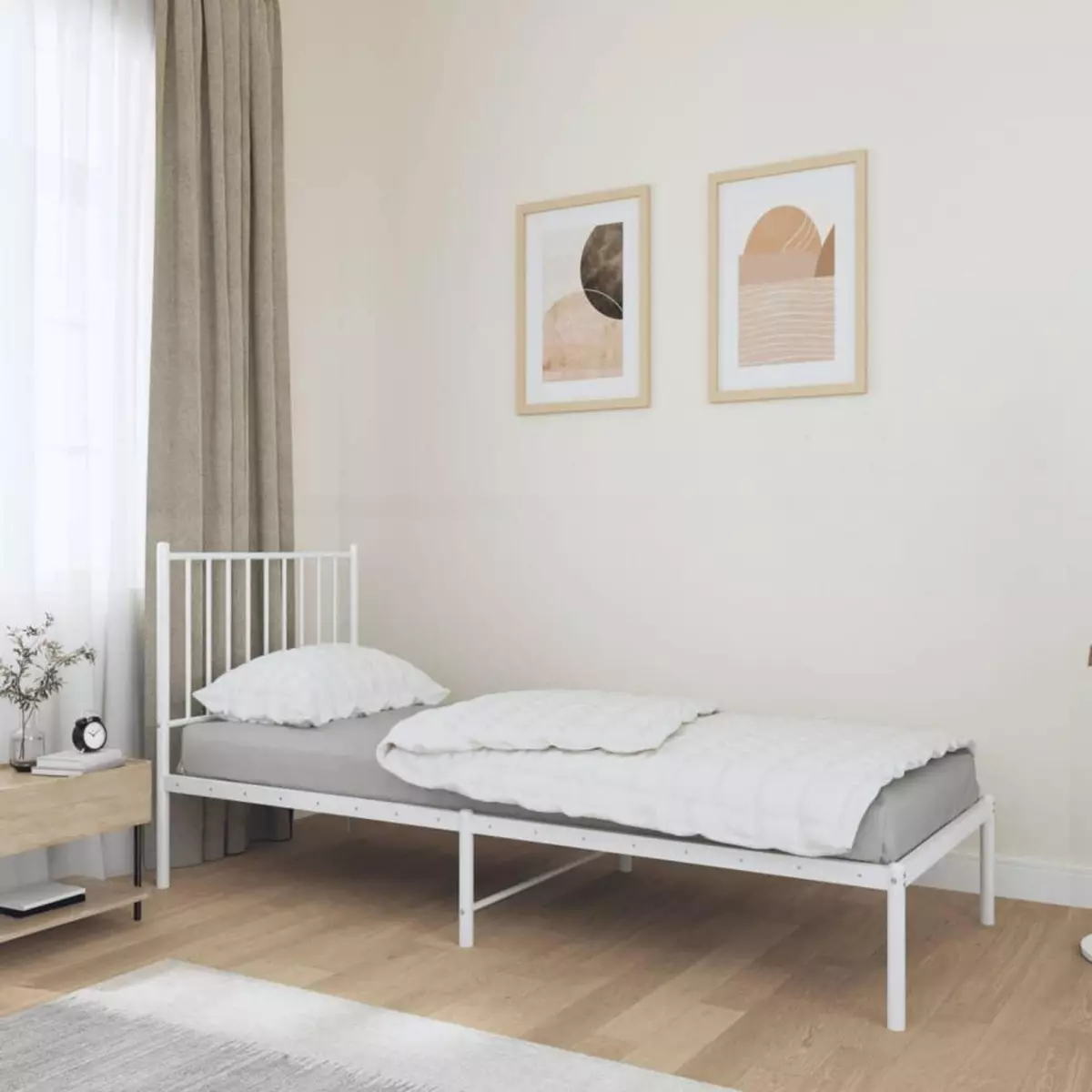 VIDAXL Cadre de lit metal avec tete de lit blanc 80x200 cm