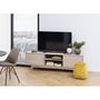 Voir la diapositive 2 : TOILINUX Meuble TV en MDF avec 2 portes coulissantes - Beige
