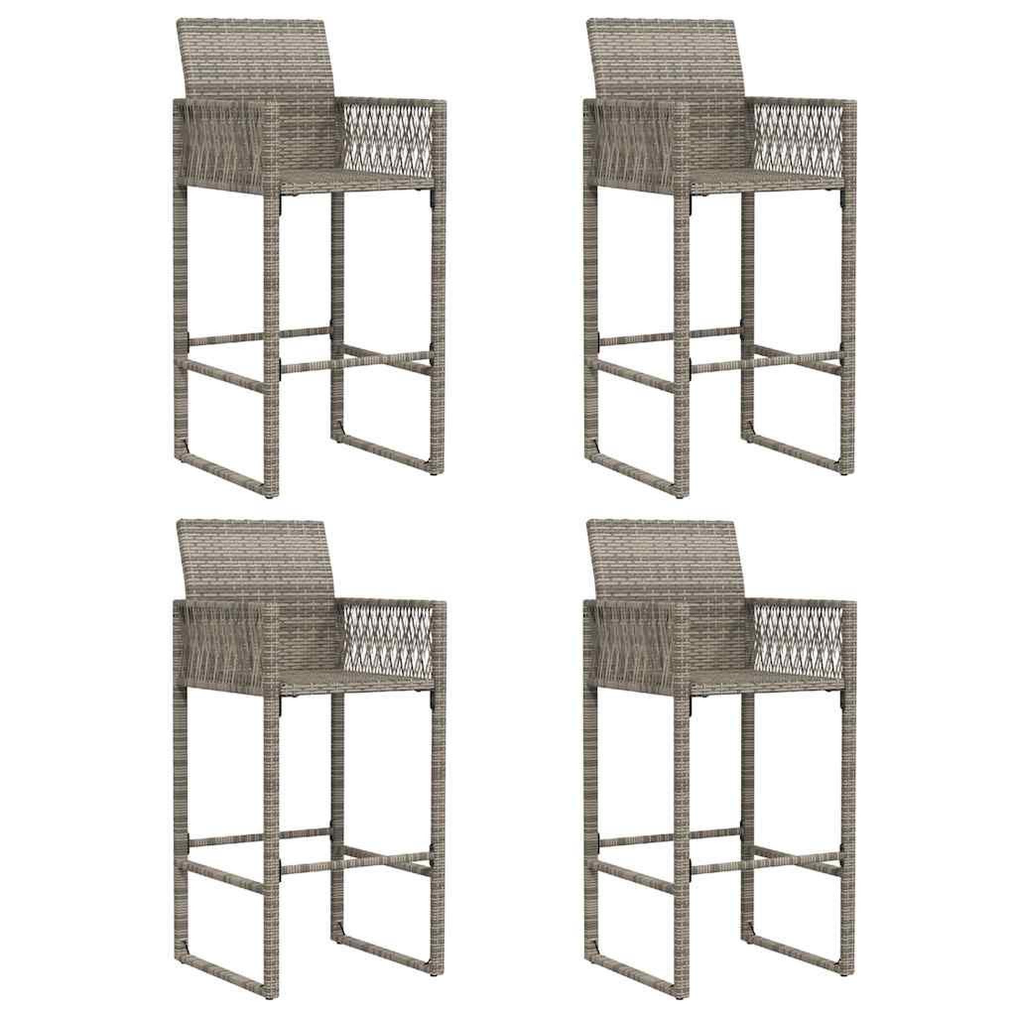 Voir la diapositive 4 : VIDAXL Ensemble de bar de jardin 5 pcs sans coussins gris poly rotin