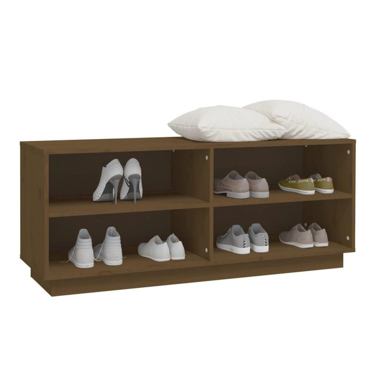 VIDAXL Armoire a chaussures Marron miel 110x34x45cm Bois de pin massif