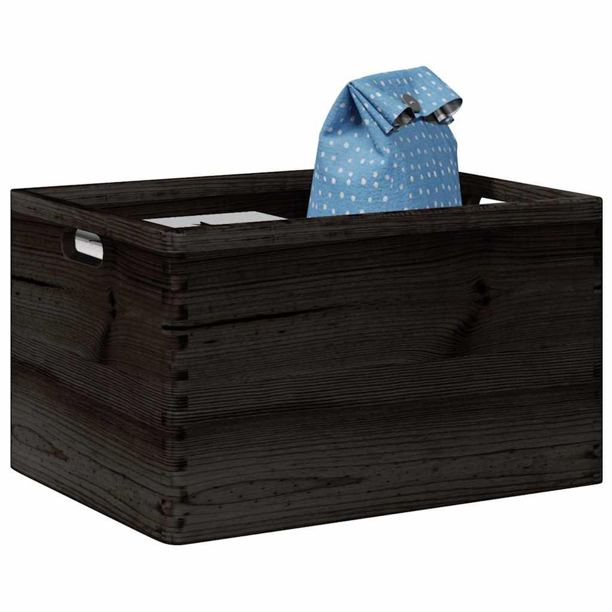 VIDAXL Boîte en bois avec poignees noir 40x30x23 cm bois de pin massif