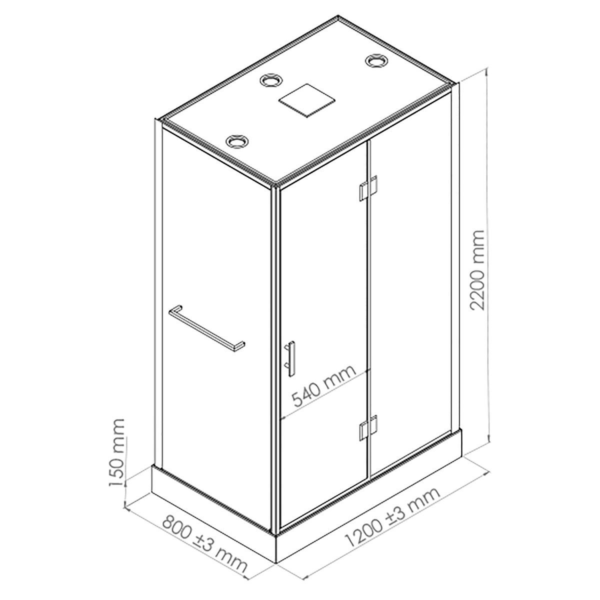 ONDEE Cabine hydromassante sans silicone Sören - 120x80cm