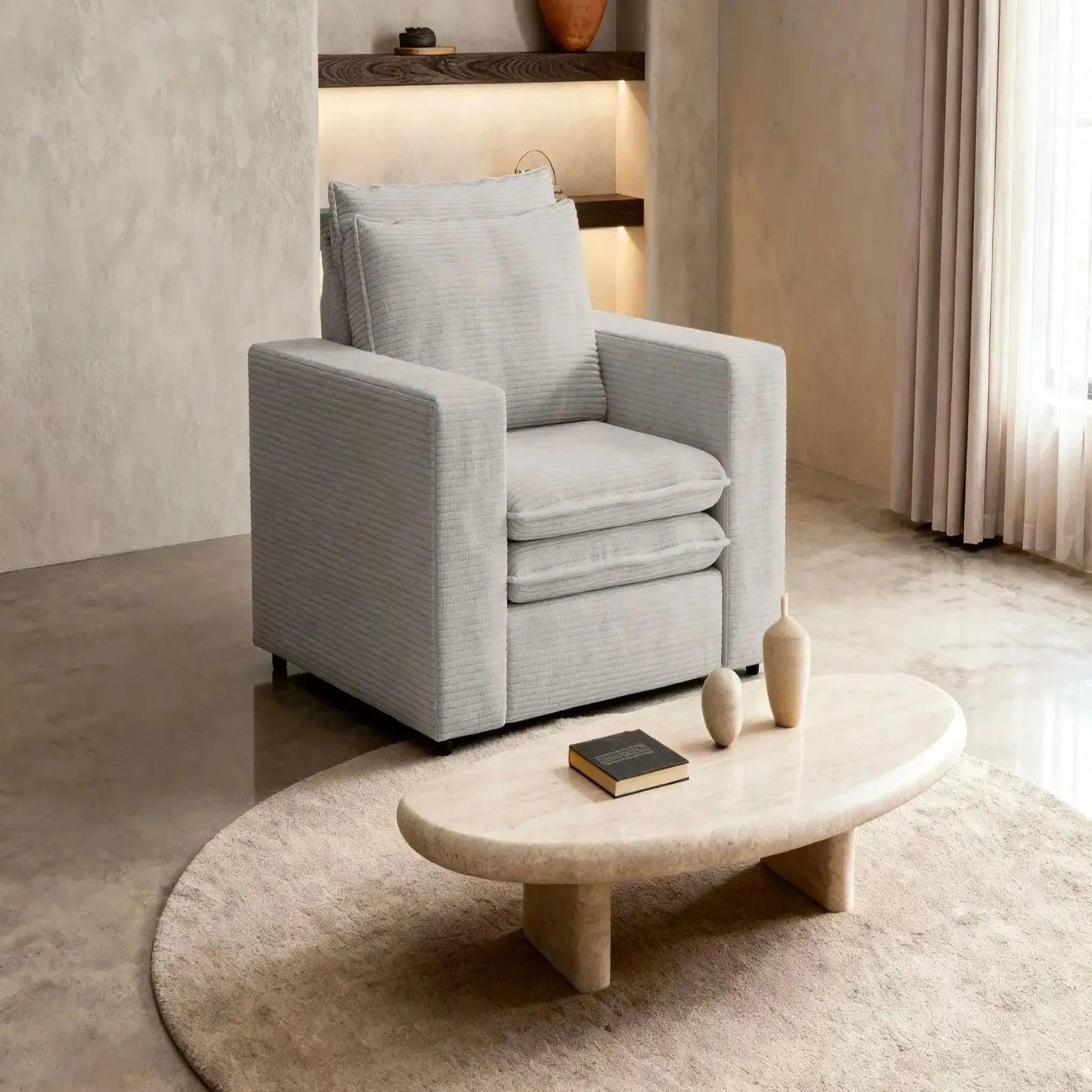 Voir la diapositive 2 : CASANOVA PARIS Oscar - fauteuil en velours côtelé