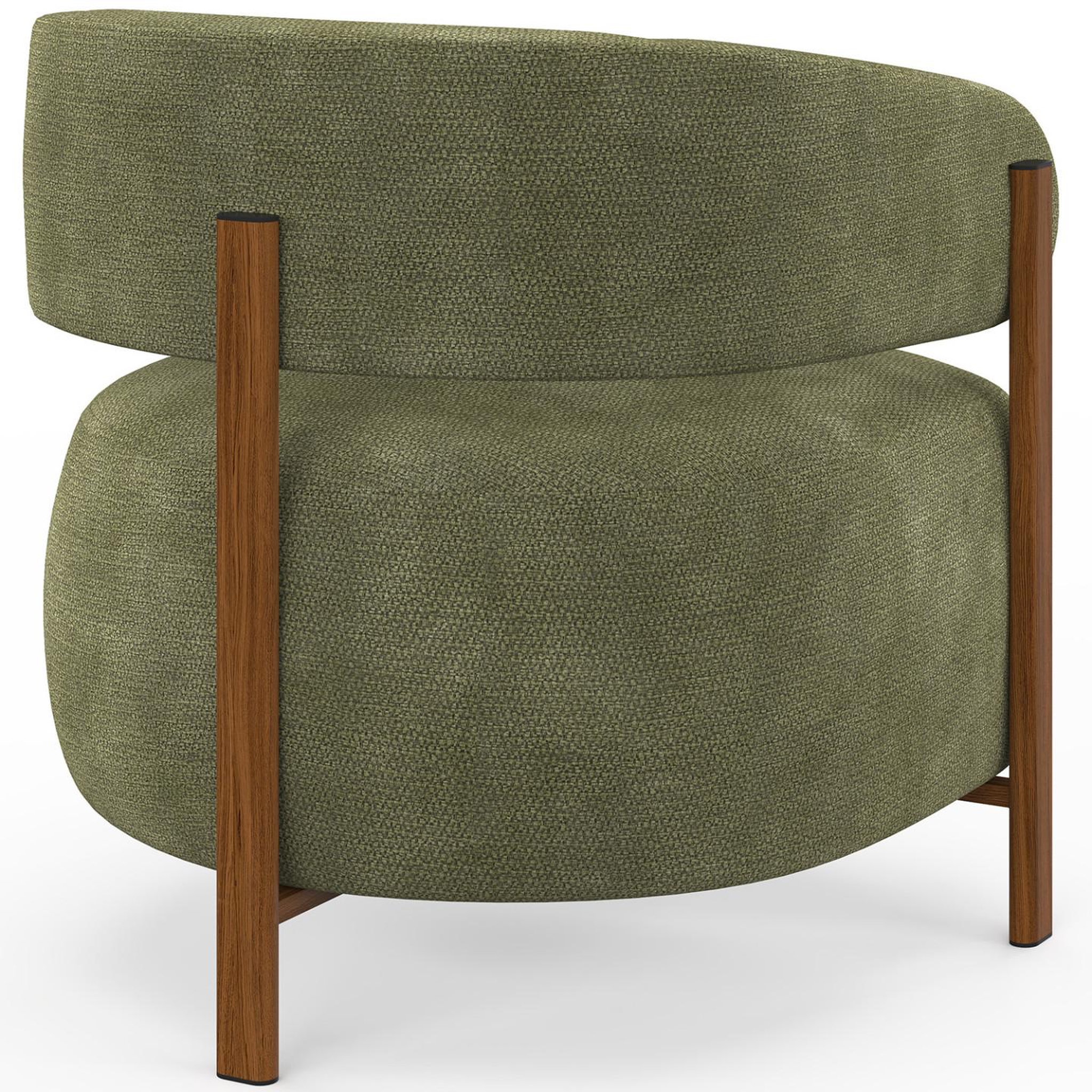 Voir la diapositive 4 : ID MARKET Fauteuil albert tissu chenille vert et pieds effet noyer