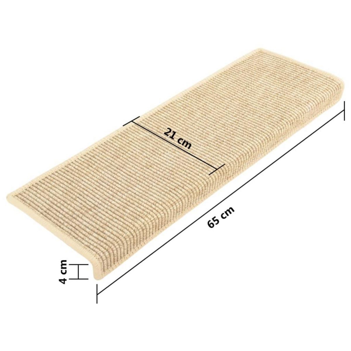 VIDAXL Tapis d'escalier autocollants 15 pcs 65x21x4 cm Beige clair