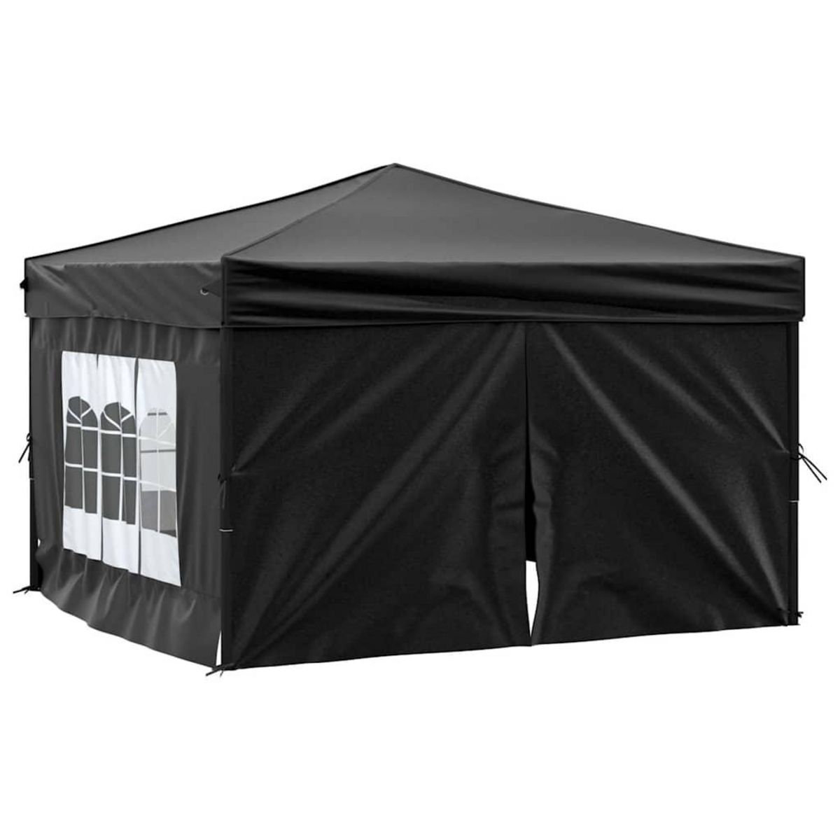 VIDAXL Tente de reception pliable avec parois Noir 3x3 m