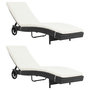 Voir la diapositive 1 : VIDAXL Chaises longues lot de 2 avec roues et coussins Resine tressee