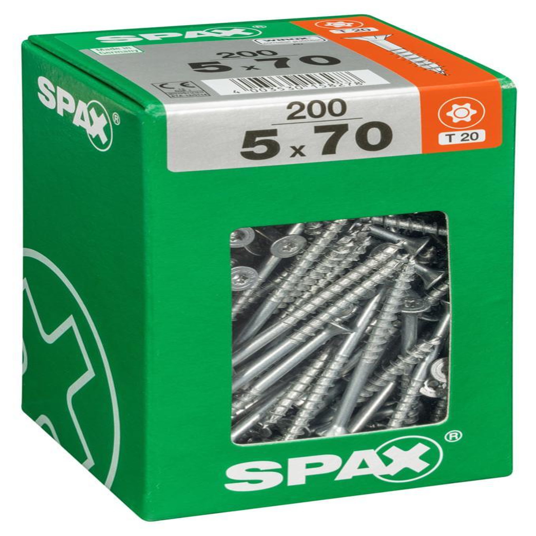 CENTRALE BRICO Lot de 200 vis acier tête fraisée torx SPAX, Diam.5 mm x L.70 mm
