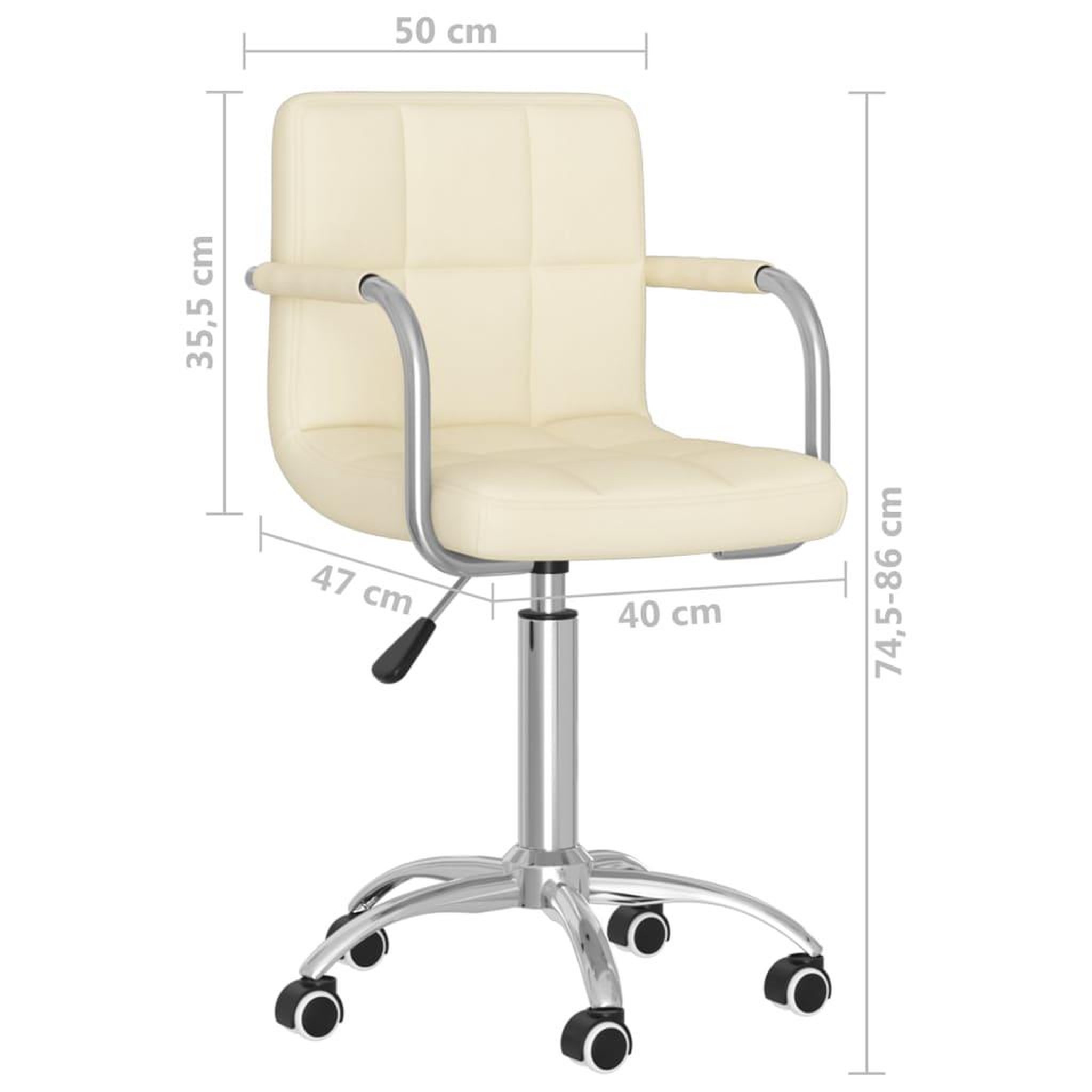 Voir la diapositive 6 : VIDAXL Chaise pivotante de bureau Creme Tissu