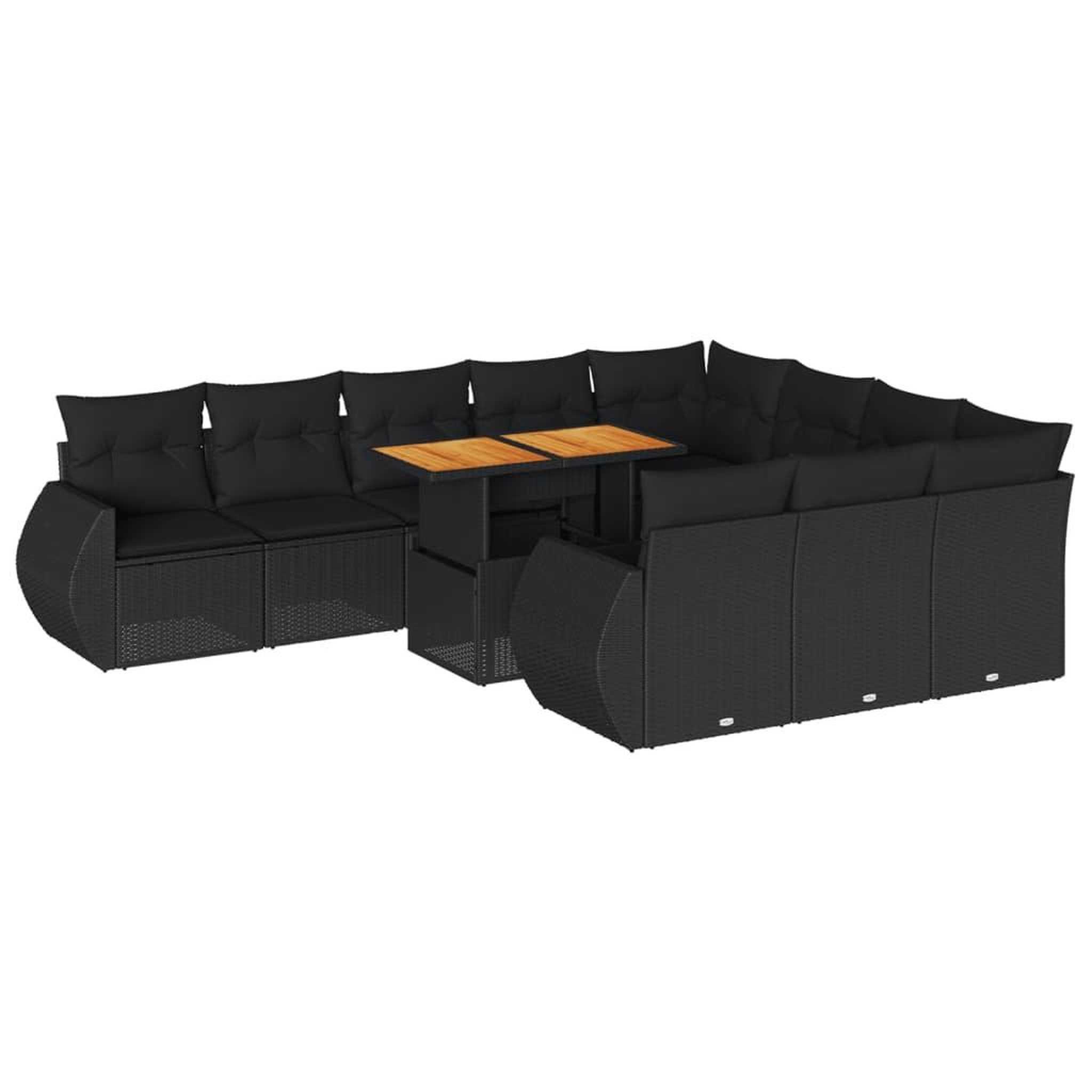 Voir la diapositive 2 : VIDAXL Salon de jardin 11 pcs avec coussins noir resine tressee
