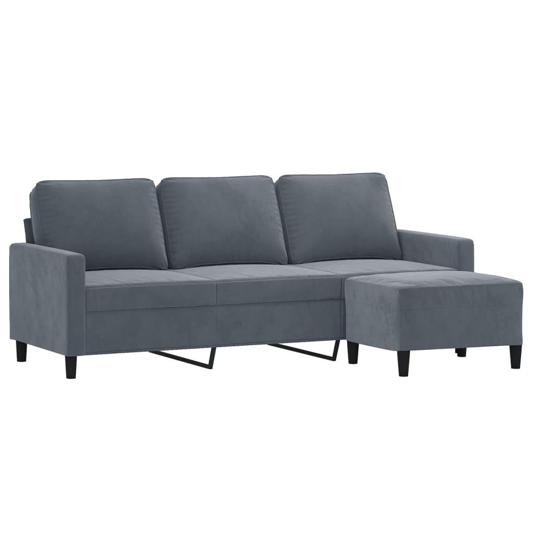 Voir la diapositive 3 : VIDAXL Canape a 3 places avec repose-pieds Gris fonce 180 cm Velours