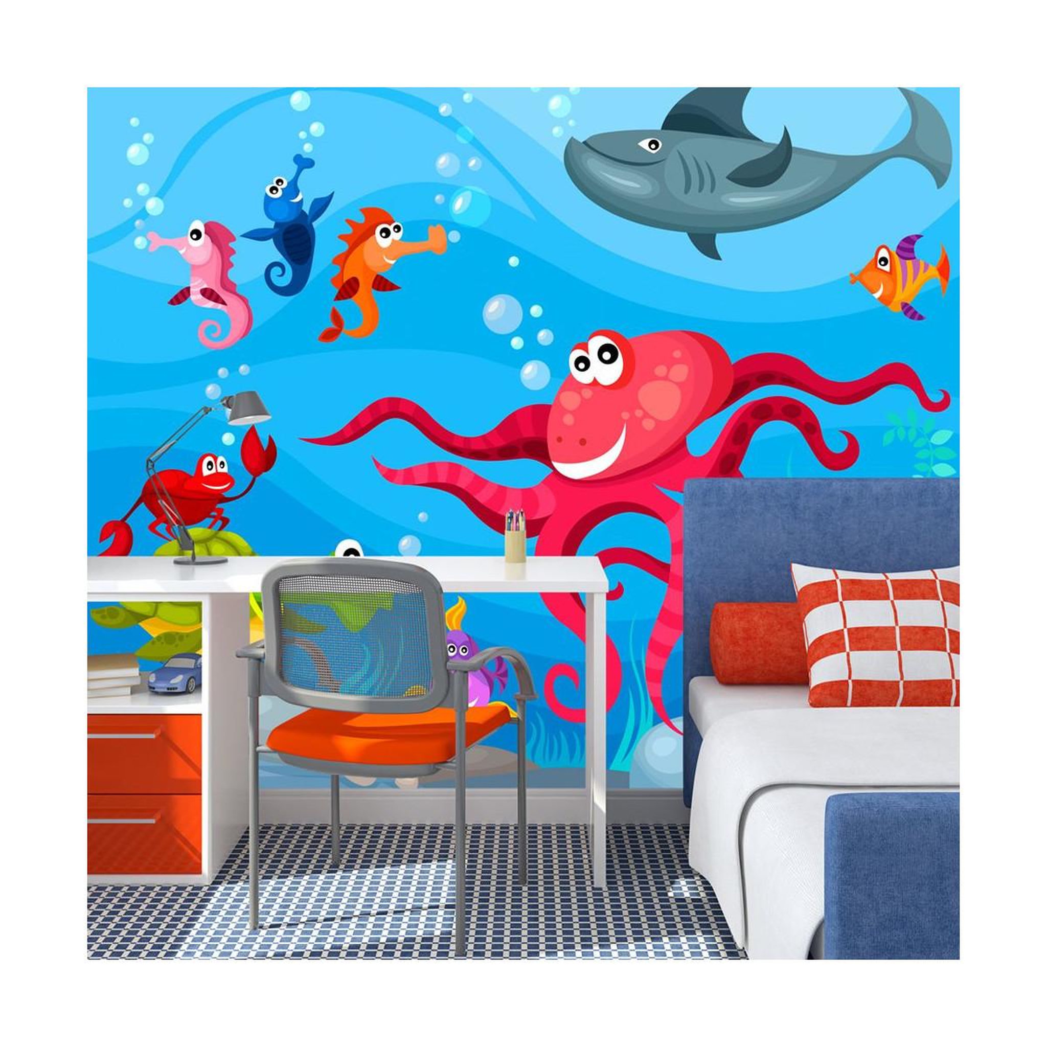 Voir la diapositive 1 : Paris Prix Papier Peint  Poulpe & Requin