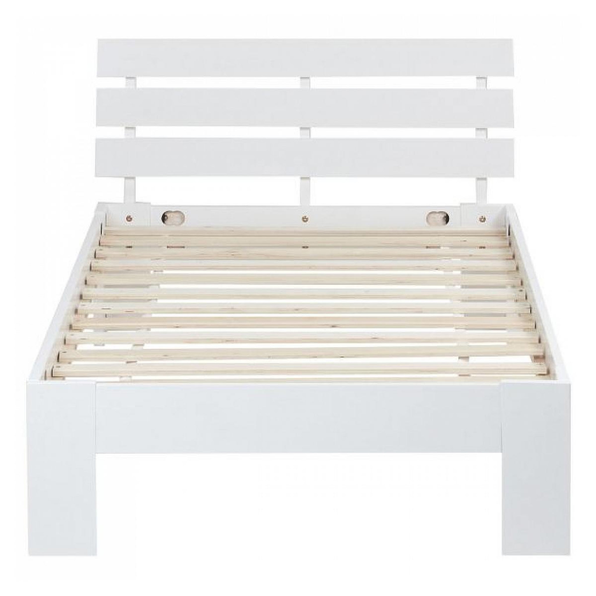 Voir la diapositive 3 : HomeStyle4U Lit 90x200 avec Sommier à Lattes Pin Blanc Sommier Bois Massif