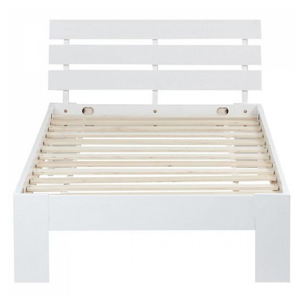 HomeStyle4U Lit 90x200 avec Sommier à Lattes Pin Blanc Sommier Bois Massif
