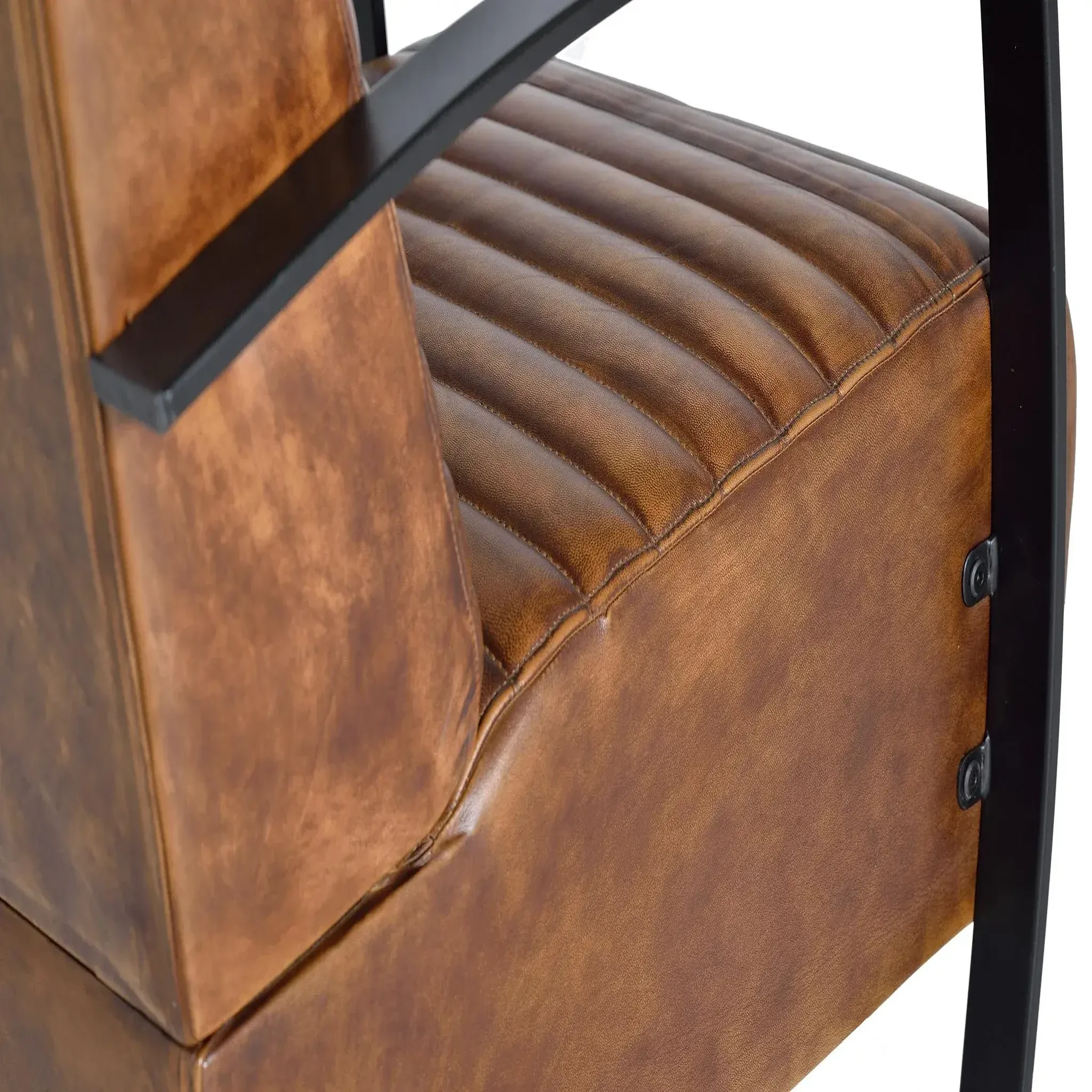 Voir la diapositive 5 : GINER Y COLOMER SL Fauteuil en cuir 75 cm style industriel vintage