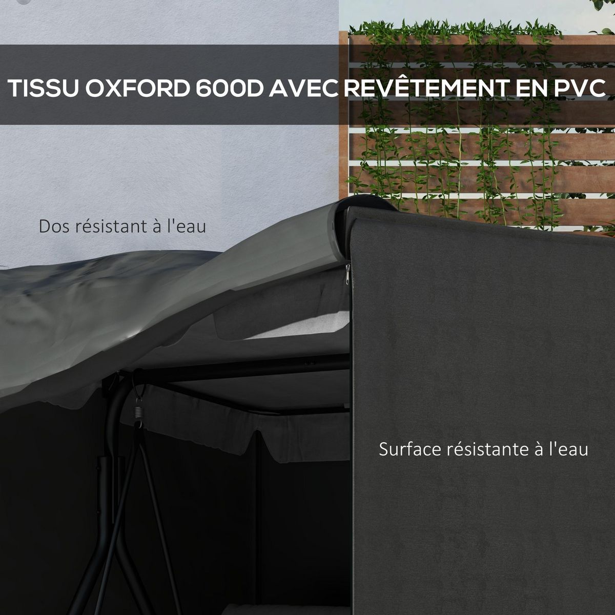 OUTSUNNY Housse de protection balancelle de jardin zippée 177 x 114 x 152 cm oxford haute densité gris