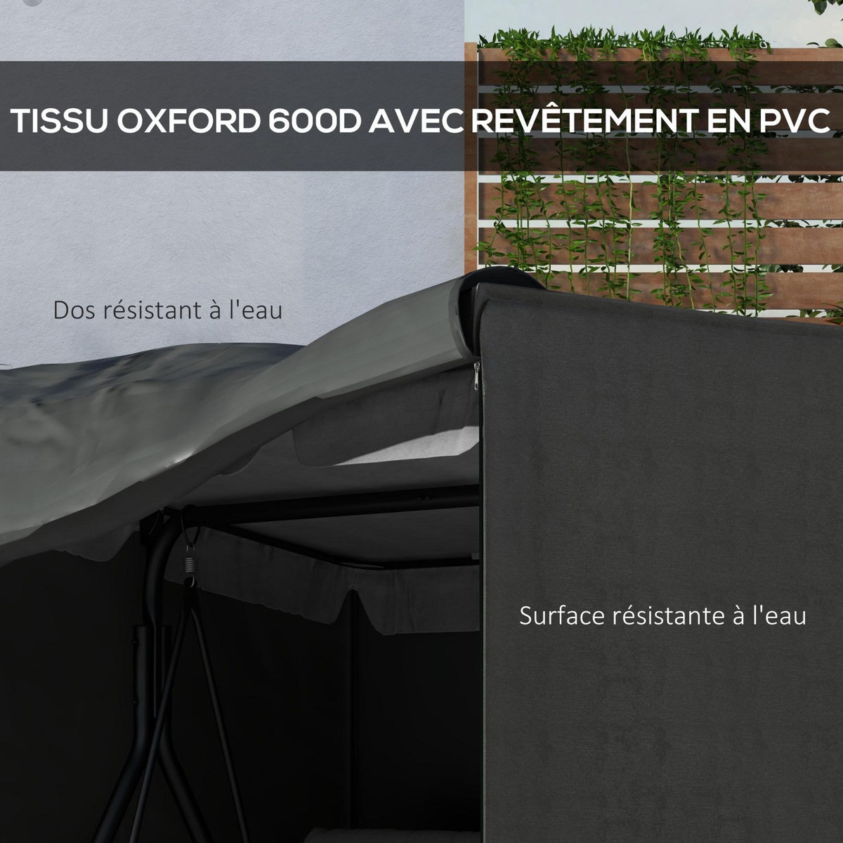 OUTSUNNY Housse de protection balancelle de jardin zippée 177 x 114 x 152 cm oxford haute densité gris