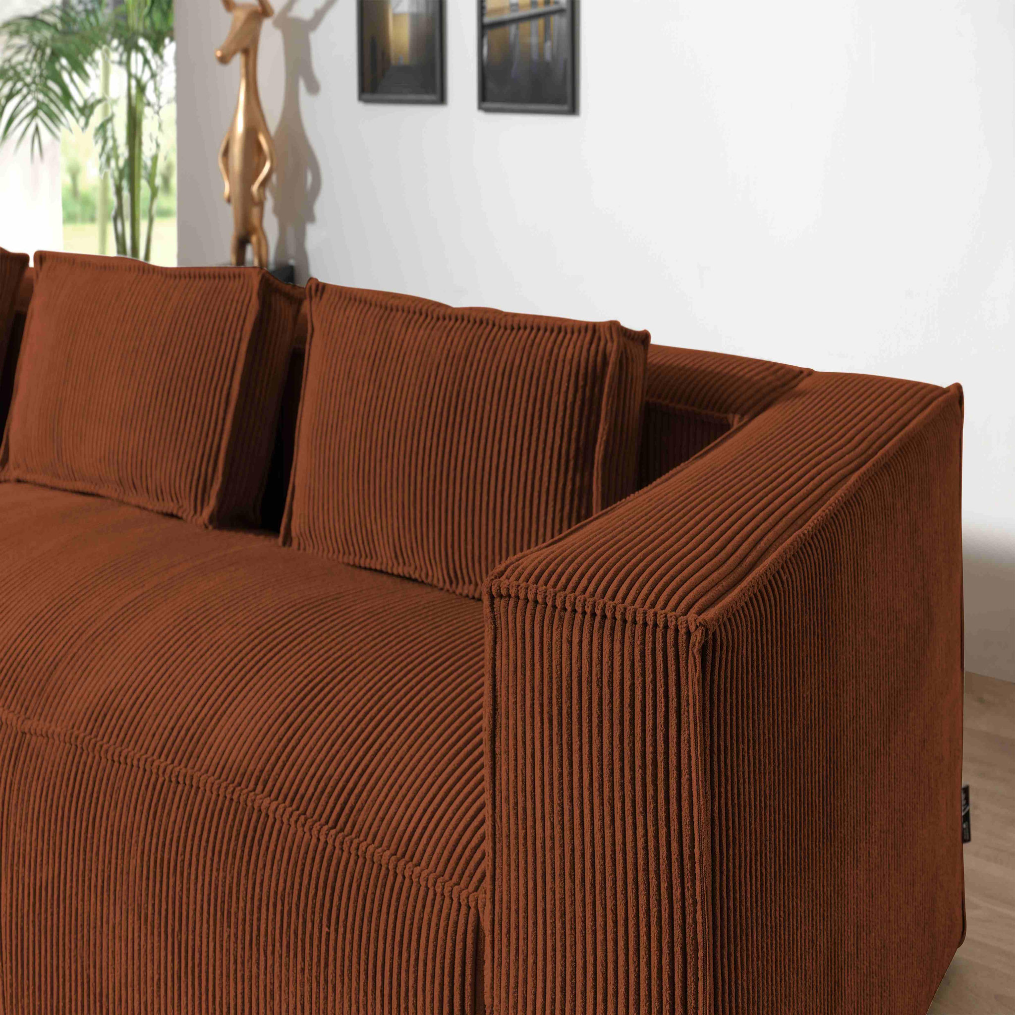 Voir la diapositive 4 : LISA DESIGN Stella - canapé d'angle - en velours côtelé - 4 places -style contemporain - gauche