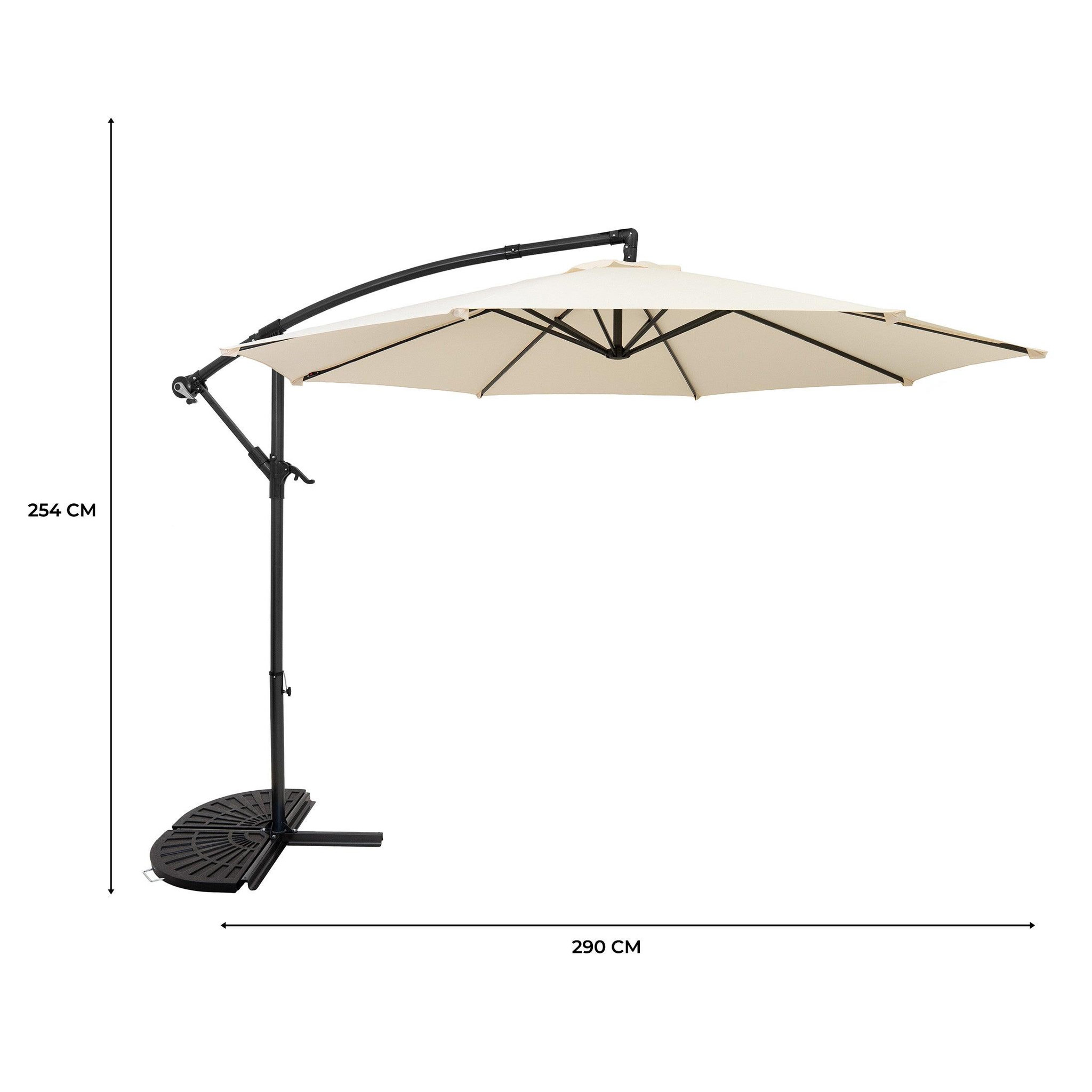 Voir la diapositive 5 : Monster Parasol Banane à Mât Déporté 3 m & 2 Pieds en Éventail