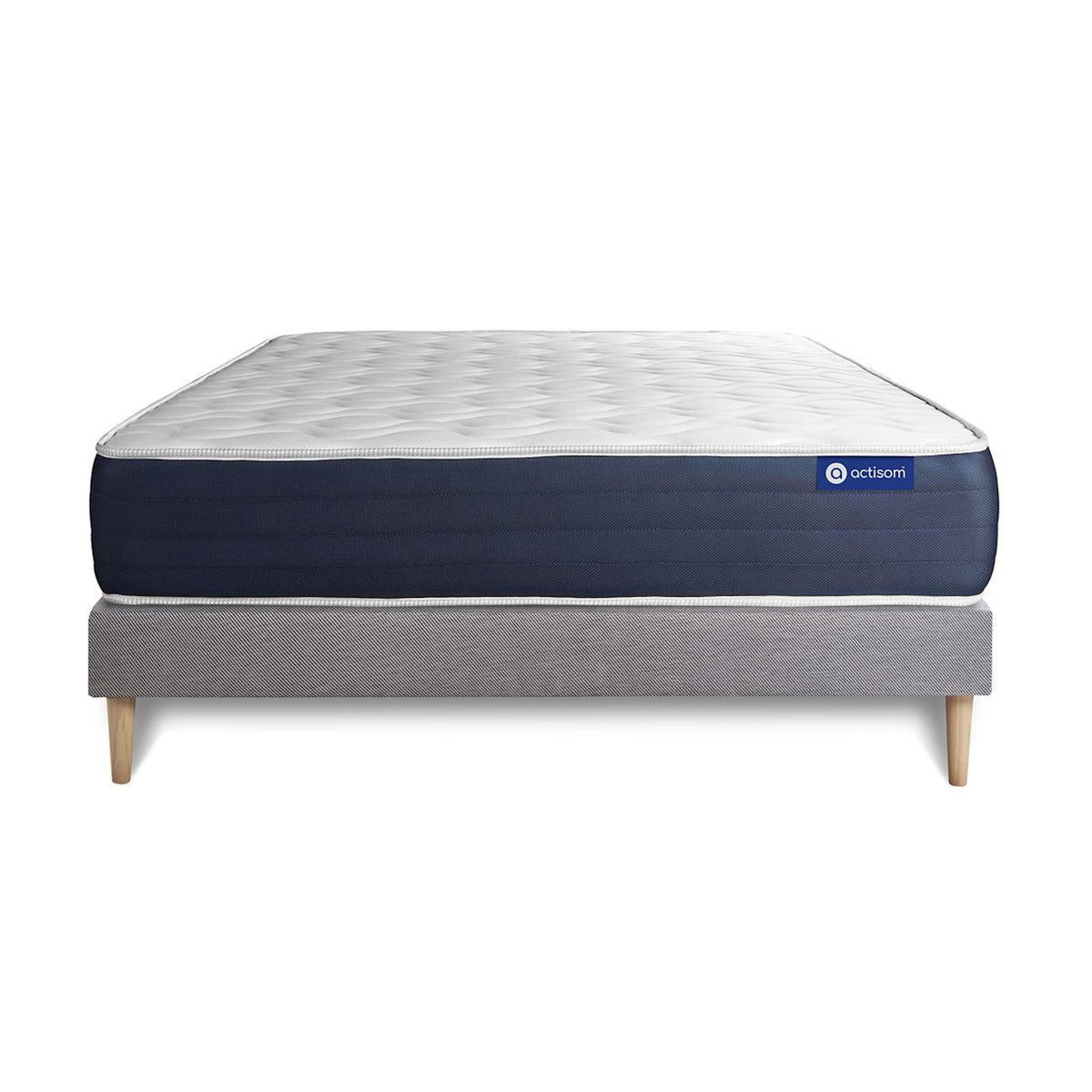 ACTISOM Ensemble matelas Ressorts ensachés et Mémoire de forme ACTIFLEX SLEEP 120x190 5zones de confort + sommier KIT gris
