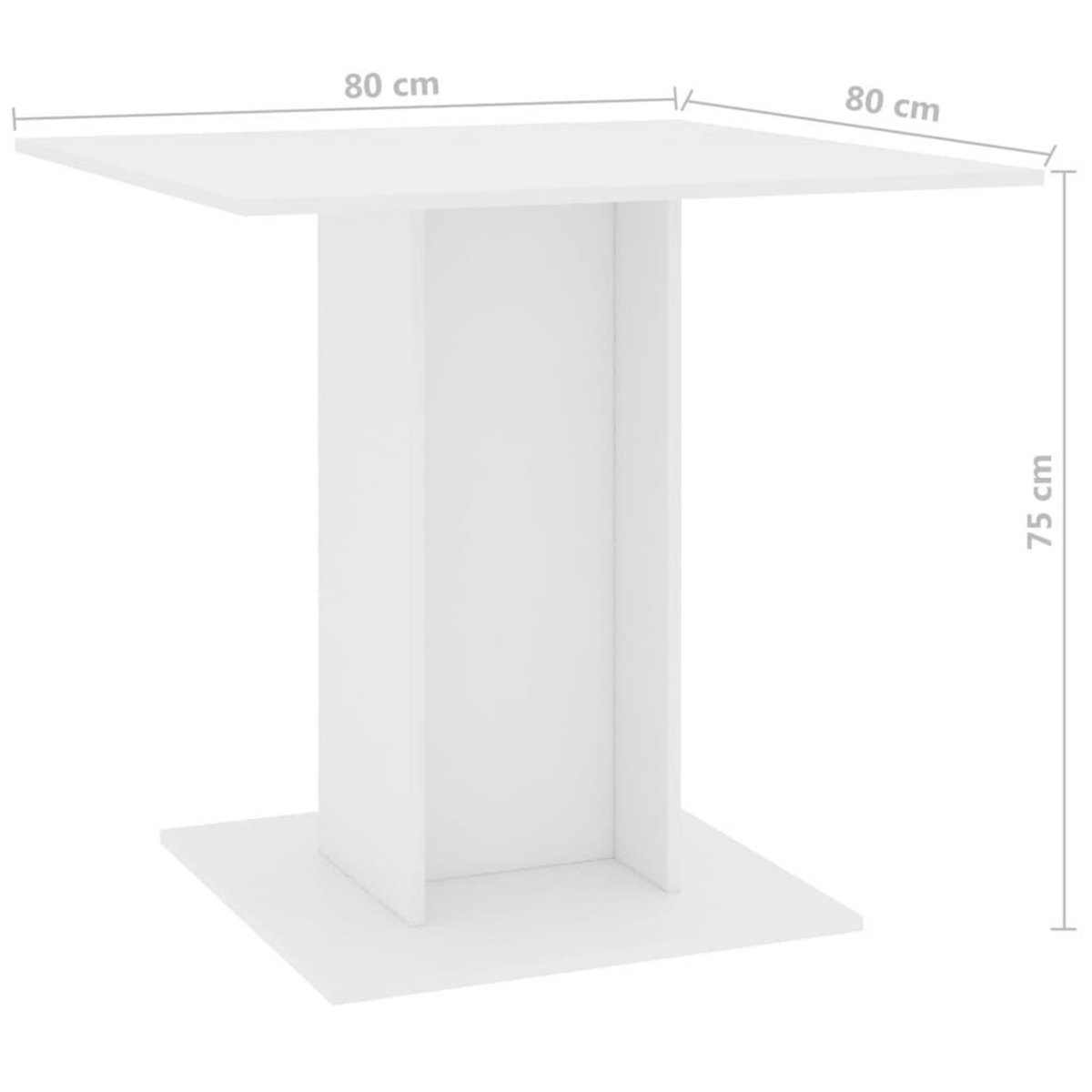 VIDAXL Table a manger Blanc 80x80x75 cm bois d'ingenierie