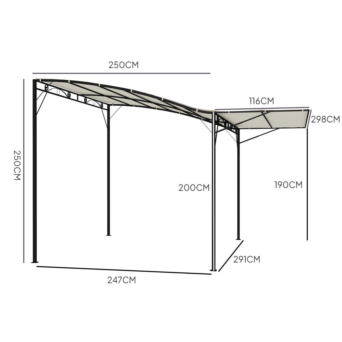 OUTSUNNY Pergola tonnelle de jardin avec auvent réglable métal époxy polyester haute densité crème