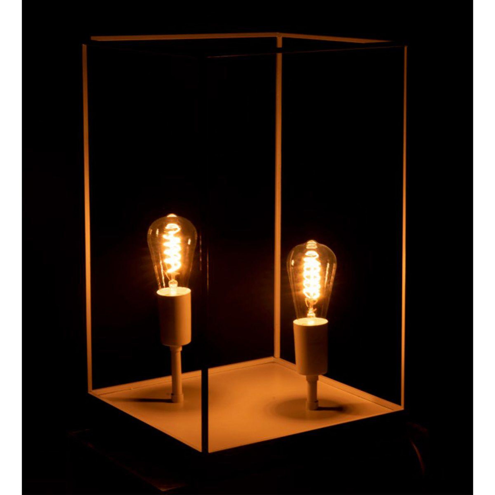 Voir la diapositive 3 : J-LINE Lampe à Poser  Deux Ampoules  51cm Blanc