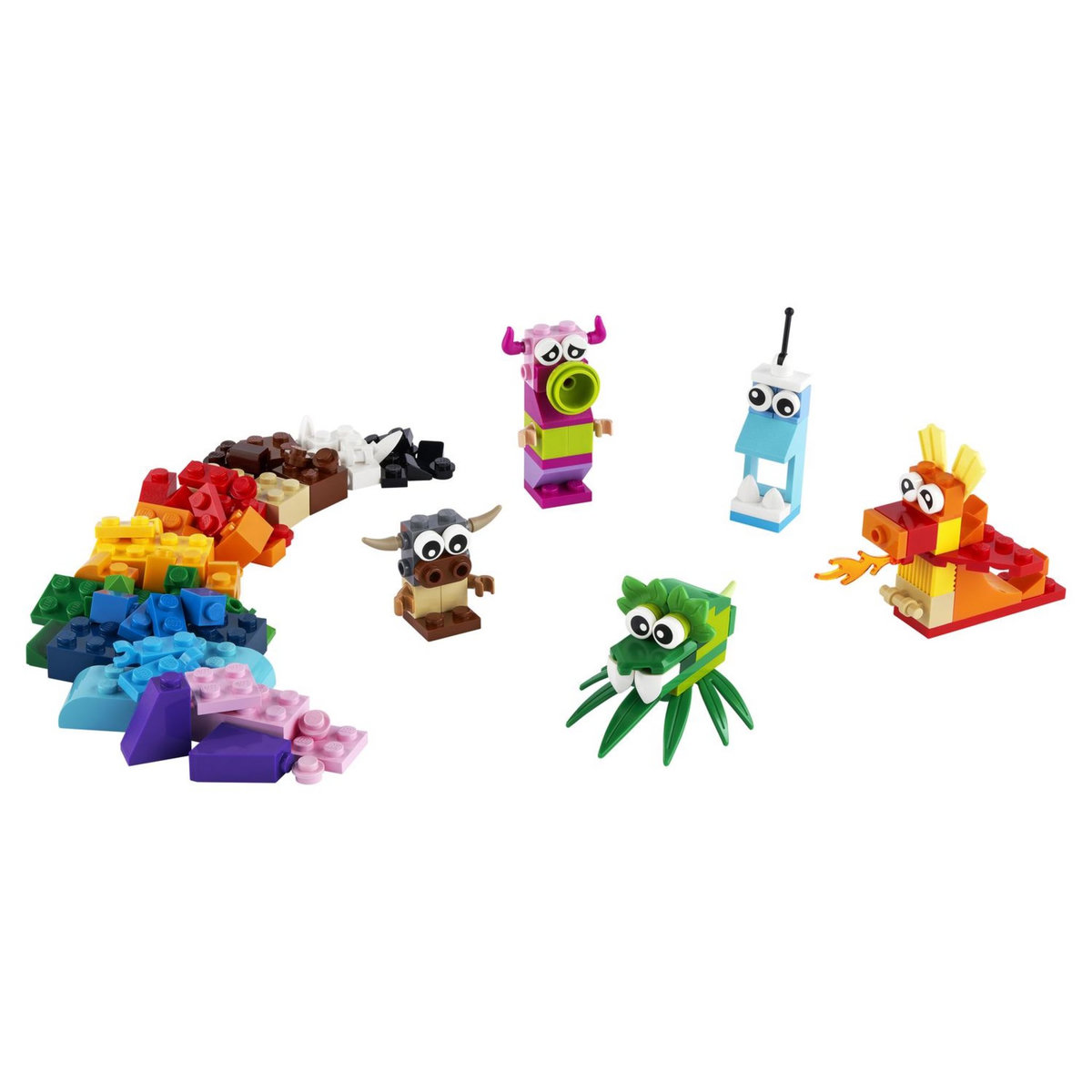 LEGO Classic 11017 - Monstres Créatifs, Boite de Briques, 5 Jouets en Forme de Mini-Monstre à Construire
