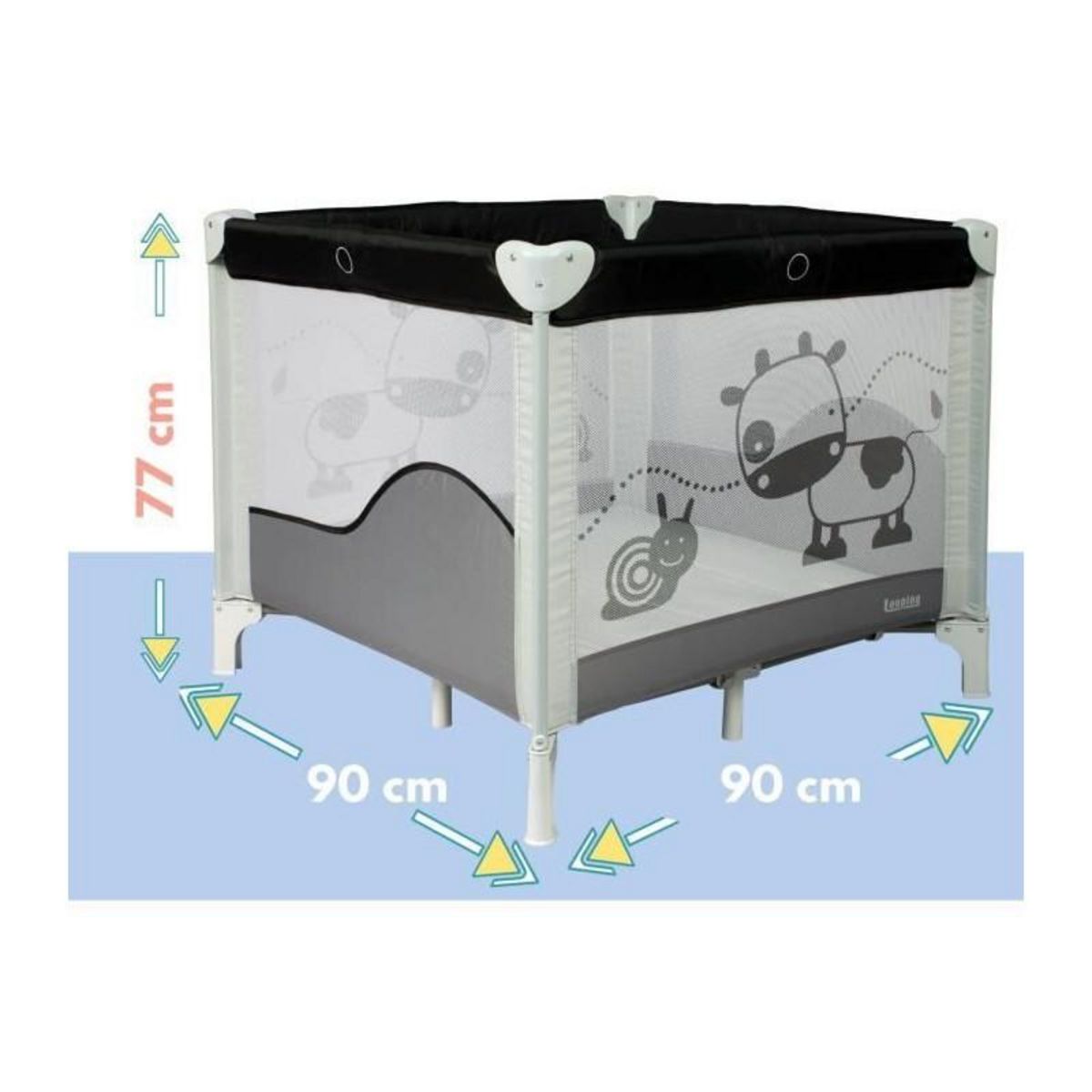 BAMBISOL BAMBISOL - Parc/Berceau Bébé Pliant 90x90cm avec 2 Niveaux de Couchage - Sac de Transport, Espace de Jeux