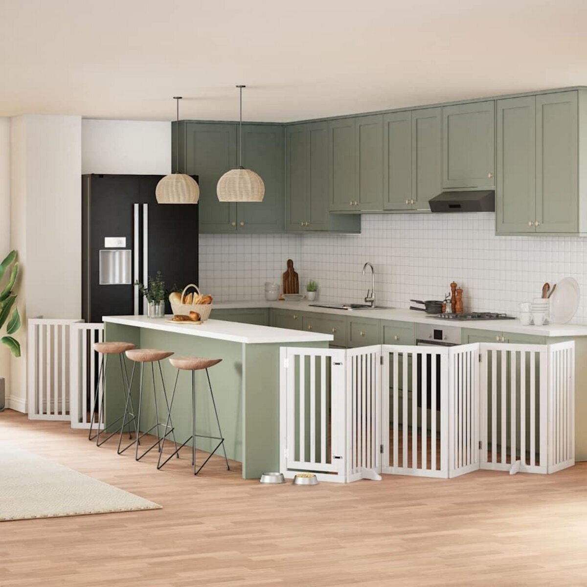 VIDAXL Barriere pour chien porte pliable 12 panneaux bois de peuplier