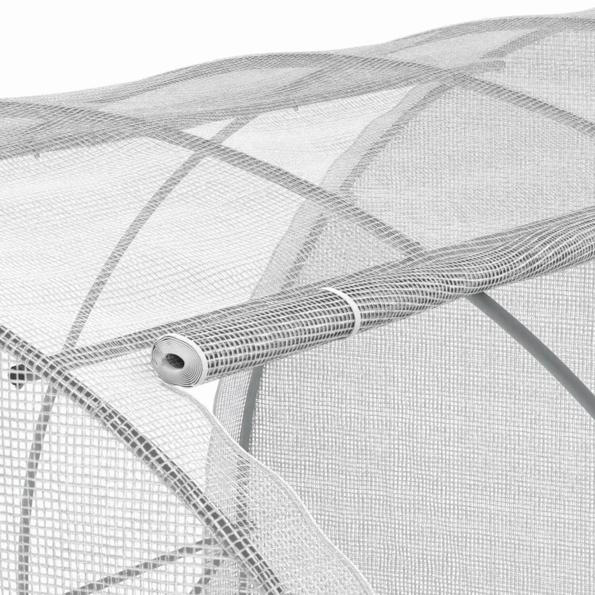 Voir la diapositive 4 : ID MARKET Bâche de rechange pour serre de jardin tunnel 12m² 4 x 3 x 2 m anti-uv avec porte et fenêtres zebra blanche toutes saisons