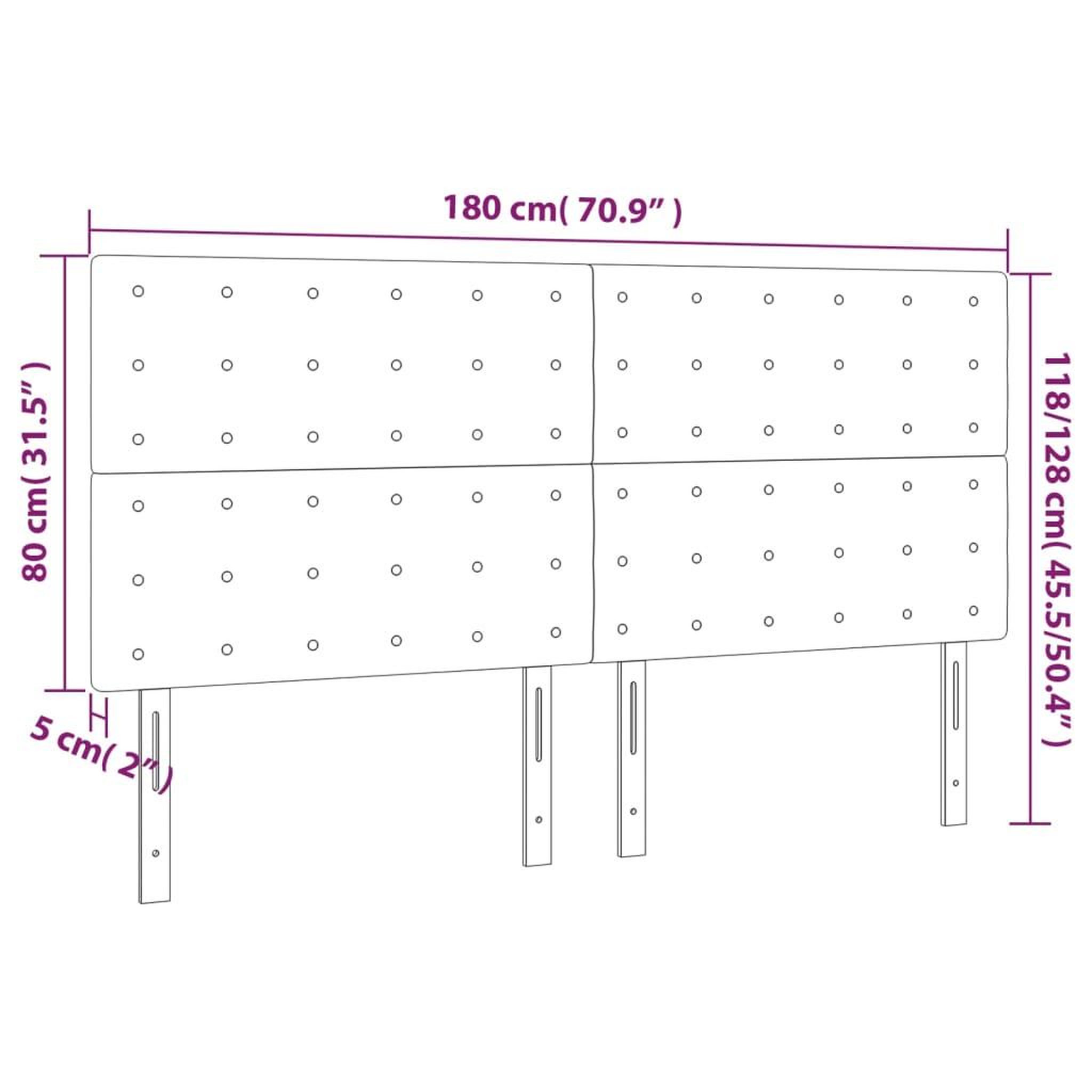 Voir la diapositive 6 : VIDAXL Tete de lit a LED Noir 180x5x118/128 cm Similicuir