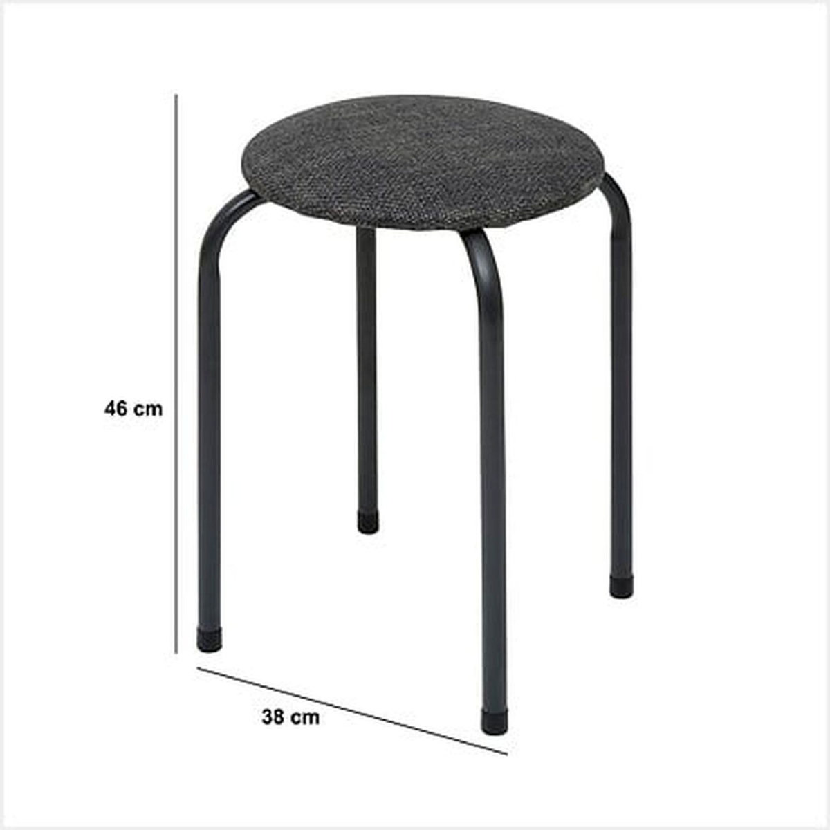 FIVE Tabouret d'appoint en métal et tissu chiné FLEXY
