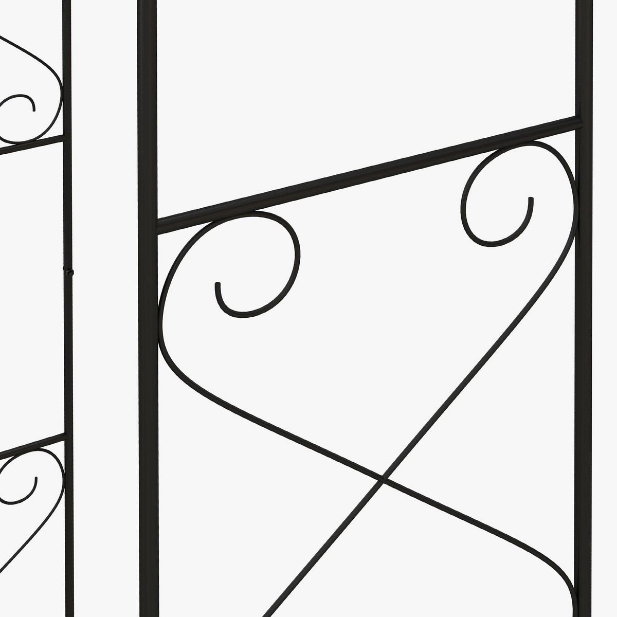 OUTSUNNY Arche de jardin avec portillon treillis style fer forgé métal époxy noir