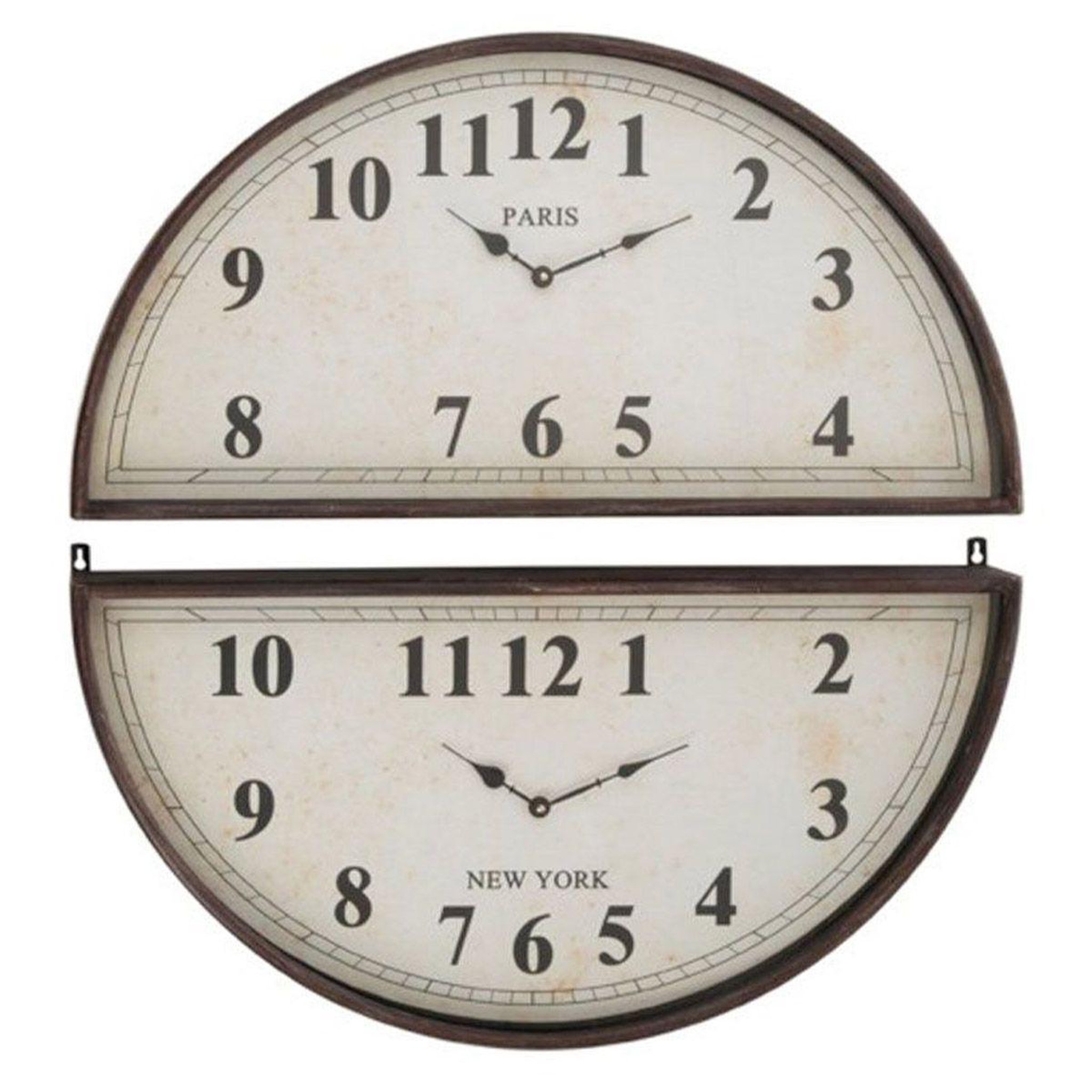 J-LINE Horloge Murale Déco  2 Parties  77cm Noir