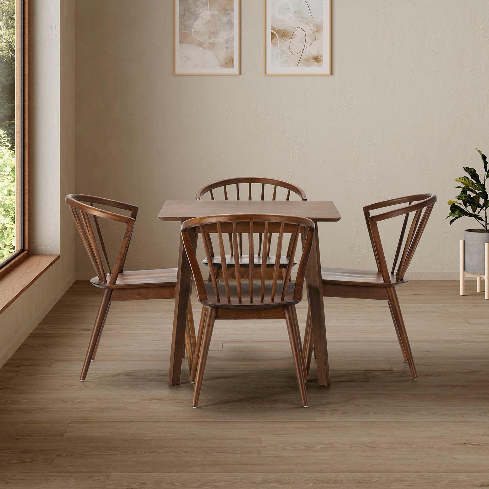 Voir la diapositive 2 : VS VENTA-STOCK Ensemble table 80x80 cm et 4 chaises de salle à manger Mura Noyer