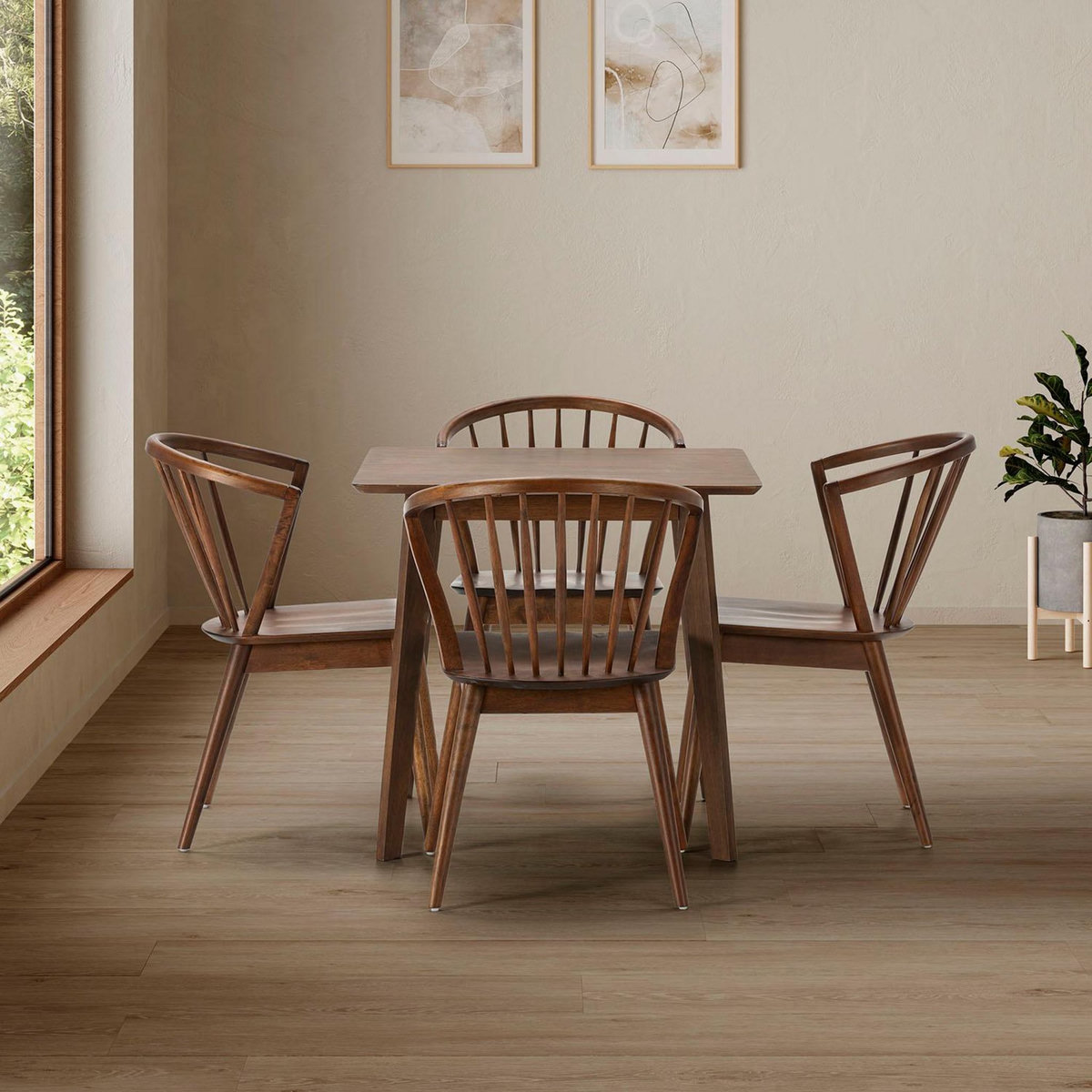 VS VENTA-STOCK Ensemble table 80x80 cm et 4 chaises de salle à manger Mura Noyer