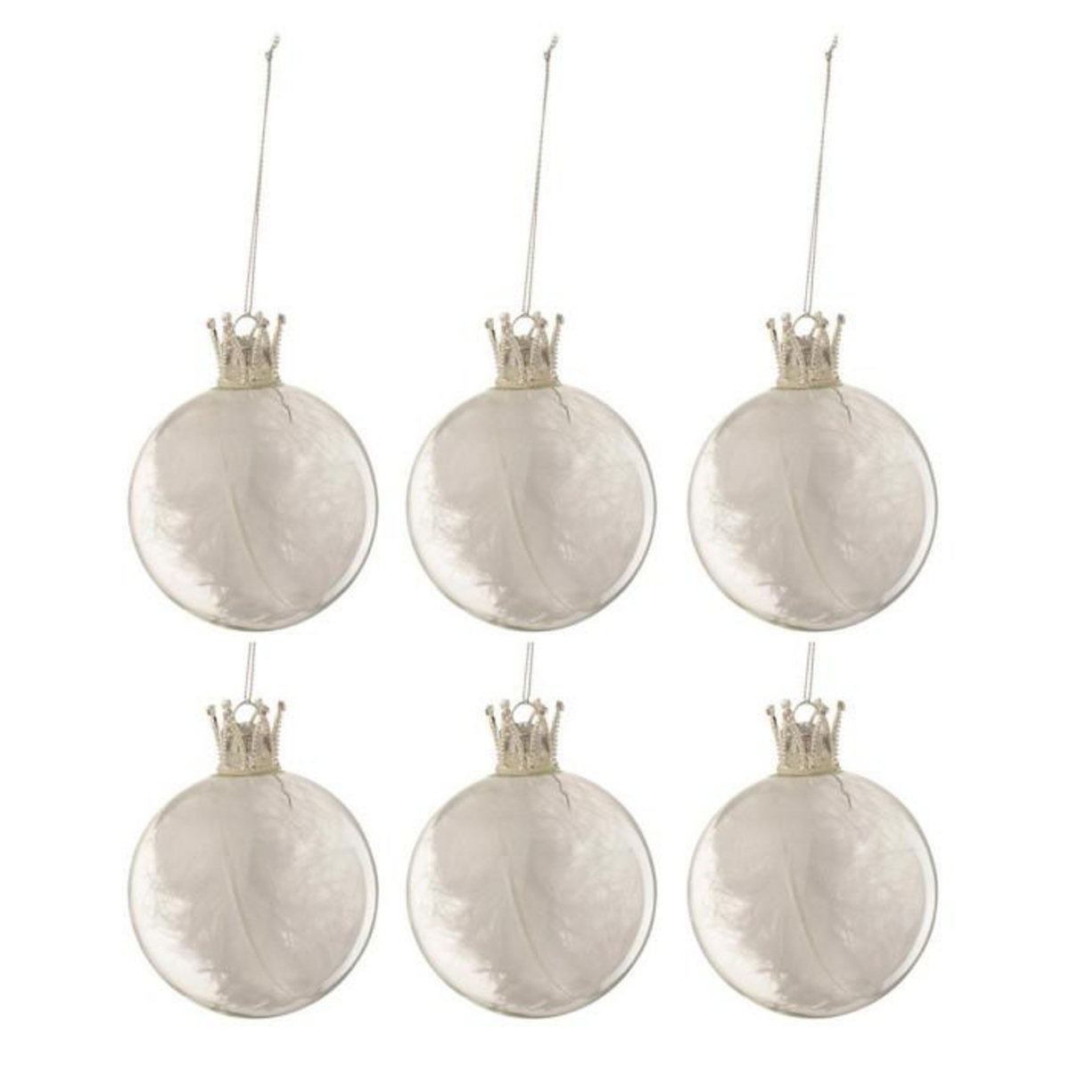 Paris Prix Lot de 6 Boules de Noël  Couronne  8cm Blanc